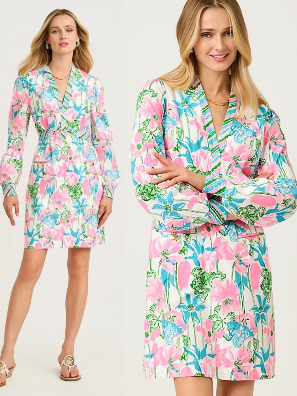 Lilly Pulitzer Phillipa V-Neck Stretch Dress tunic Viney Liney shirtwaist $228 4